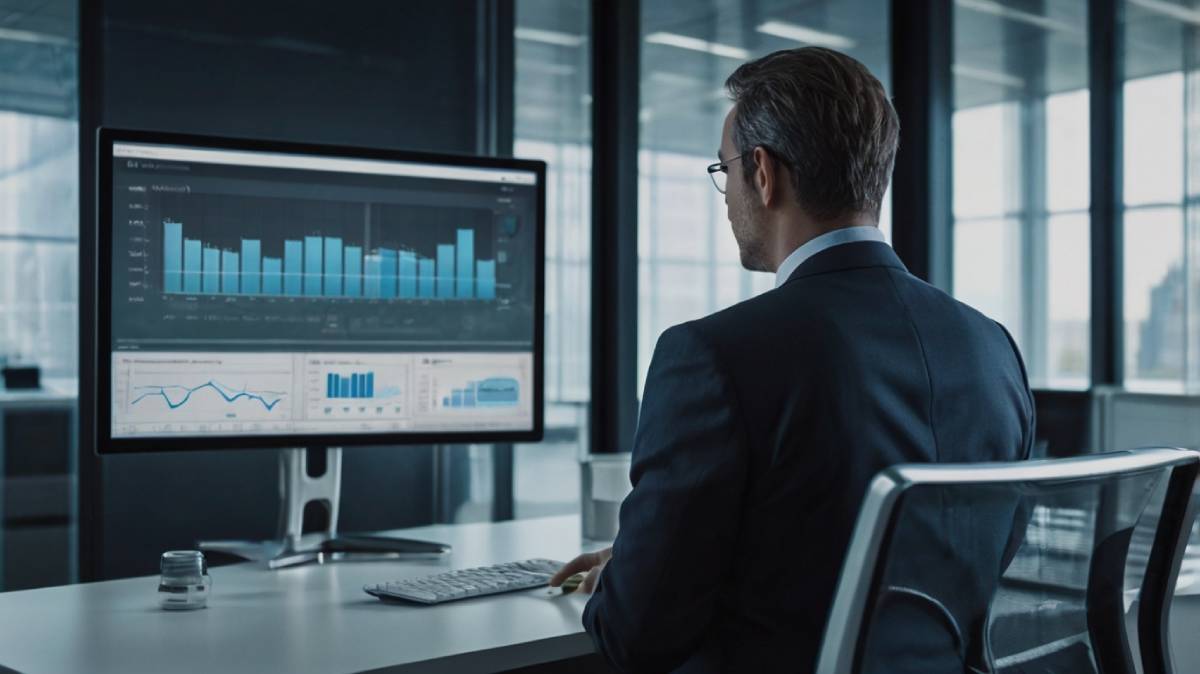 człowiek siedzący przy komputerze
